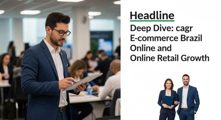 Brazilian e-commerce fulfillment center with growth charts and regional logistics hubs.