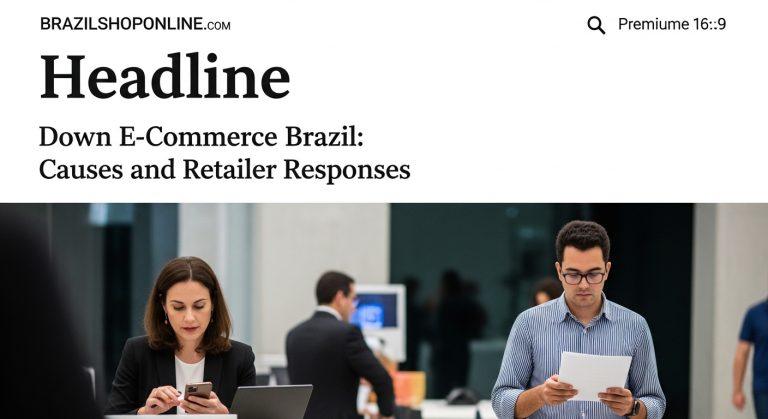 Brazilian e-commerce scene with mobile shopping and digital storefront icons