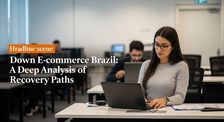 Brazilian e-commerce landscape with logistics and data visualization.