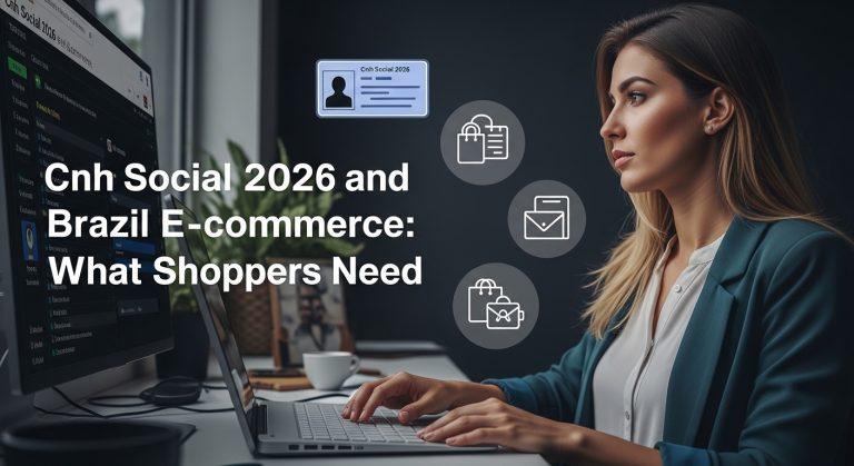 Brazilian e-commerce dashboard with policy icons and CNH imagery