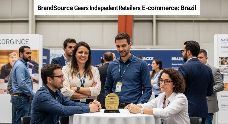 Illustration of BrandSource-inspired e-commerce ecosystem for independent retailers in Brazil.